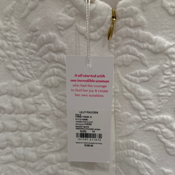 Lilly Pulitzer White Carmine Pucker Jacquard Minidress NWT Size 14 - Picture 5 of 6